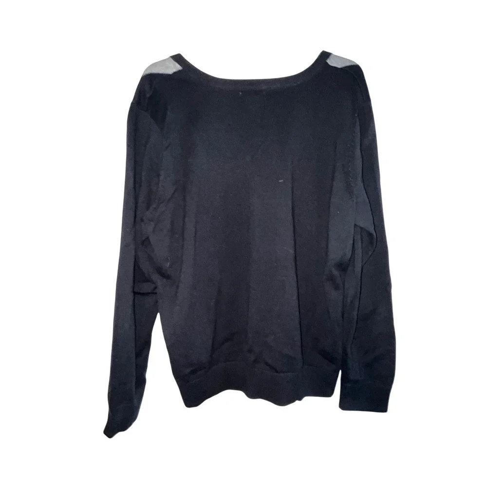 Izod Mens XXL Argyle V-Neck Sweater Black Grey‎ White 100% Cotton PC-759